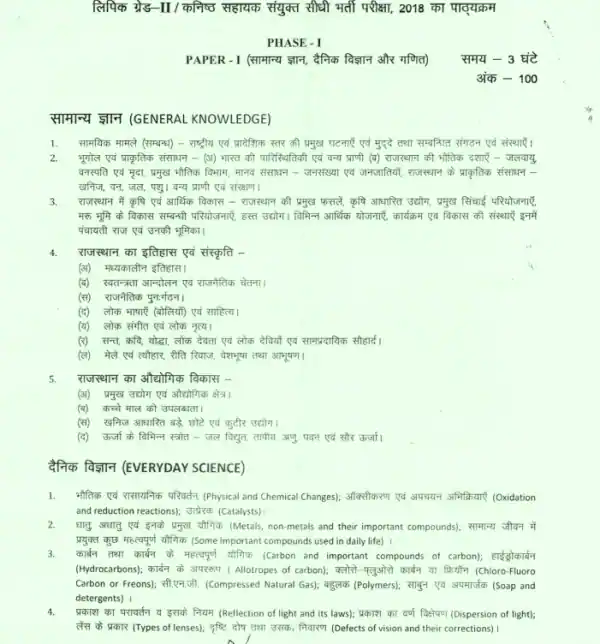 RSMSSB LDC syllabus in hindi 