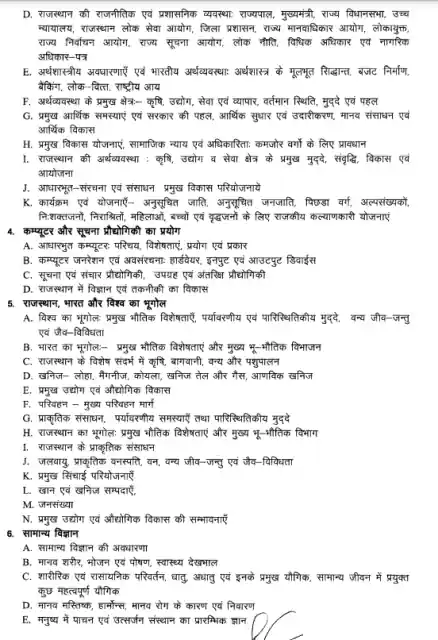 Rajasthan Mahila Supervisor Syllabus In Hindi 