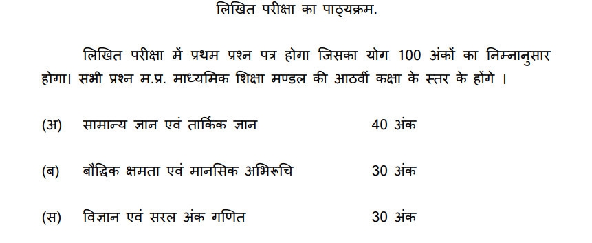 MP Police Syllabus PDF download in Hindi
