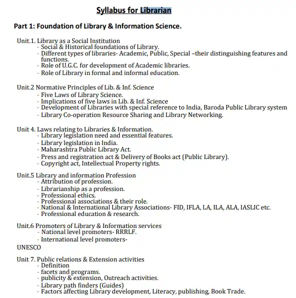 EMRS Librarian Syllabus 2023 In Hindi Pdf Download